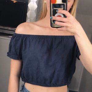 OFF THE SHOULDER NAVY TOP